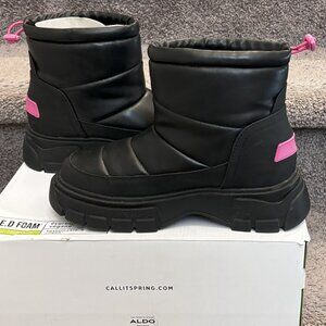 Call It Spring Milkyway Winter Boots - Ladies Black w/ pink Sz 8 w/ Original BOX